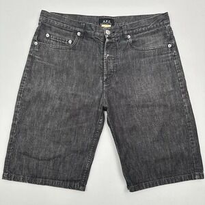 A.P.C. Jeans Black denim Shorts Men 32 Rue De Fleurus Paris Hip-hop Grunge